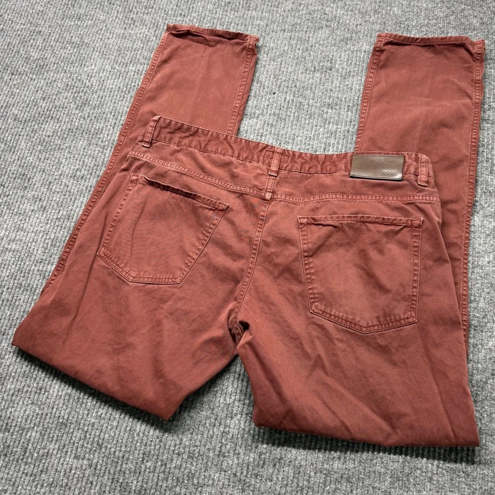 Hugo Boss Delaware Jeans Mens 40x34 Slim Fit Rust Orange Stretch Denim